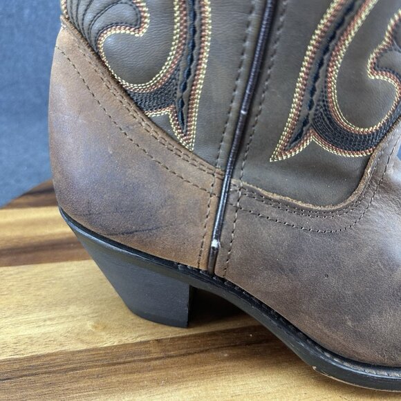 Laredo Cheyenne Women's Embroidered Cowgirl Boots 5732 Lea Vamp.Fox Sz 8M Brown - Picture 2 of 9